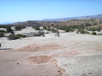 Klondike Bluffs Trail Ridding Across the Slick Rock